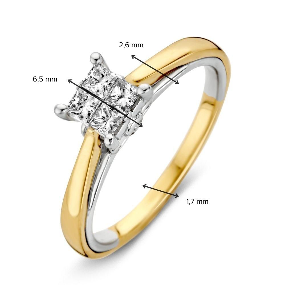 Anillo de 14 quilates de oro con diamante de 0,33ct - H/SI-1 forma princesa | Van der Kooij