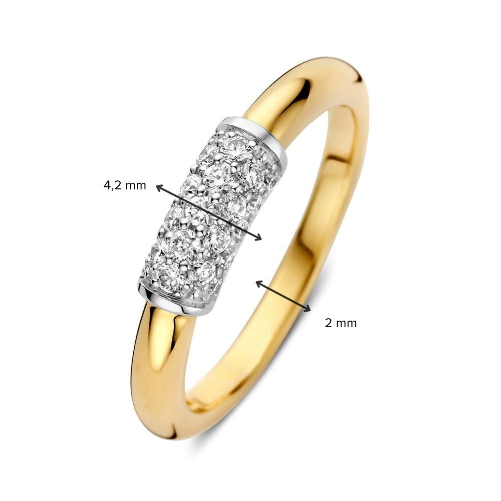 Anillo Bicolor Elegante con Diamantes y Detalles Brillantes 0.33 crt.