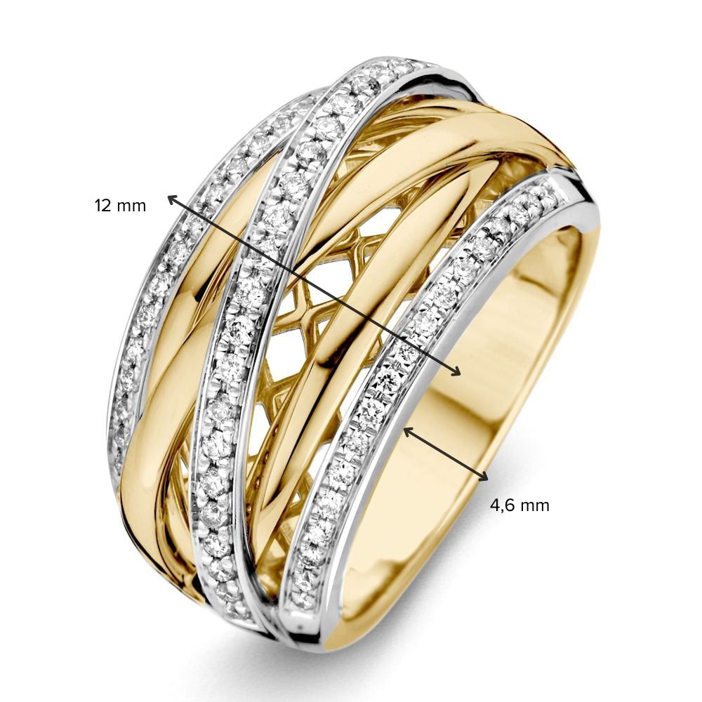 Anillo bicolor de oro con acento de diamante brillante 0.34 crt.
