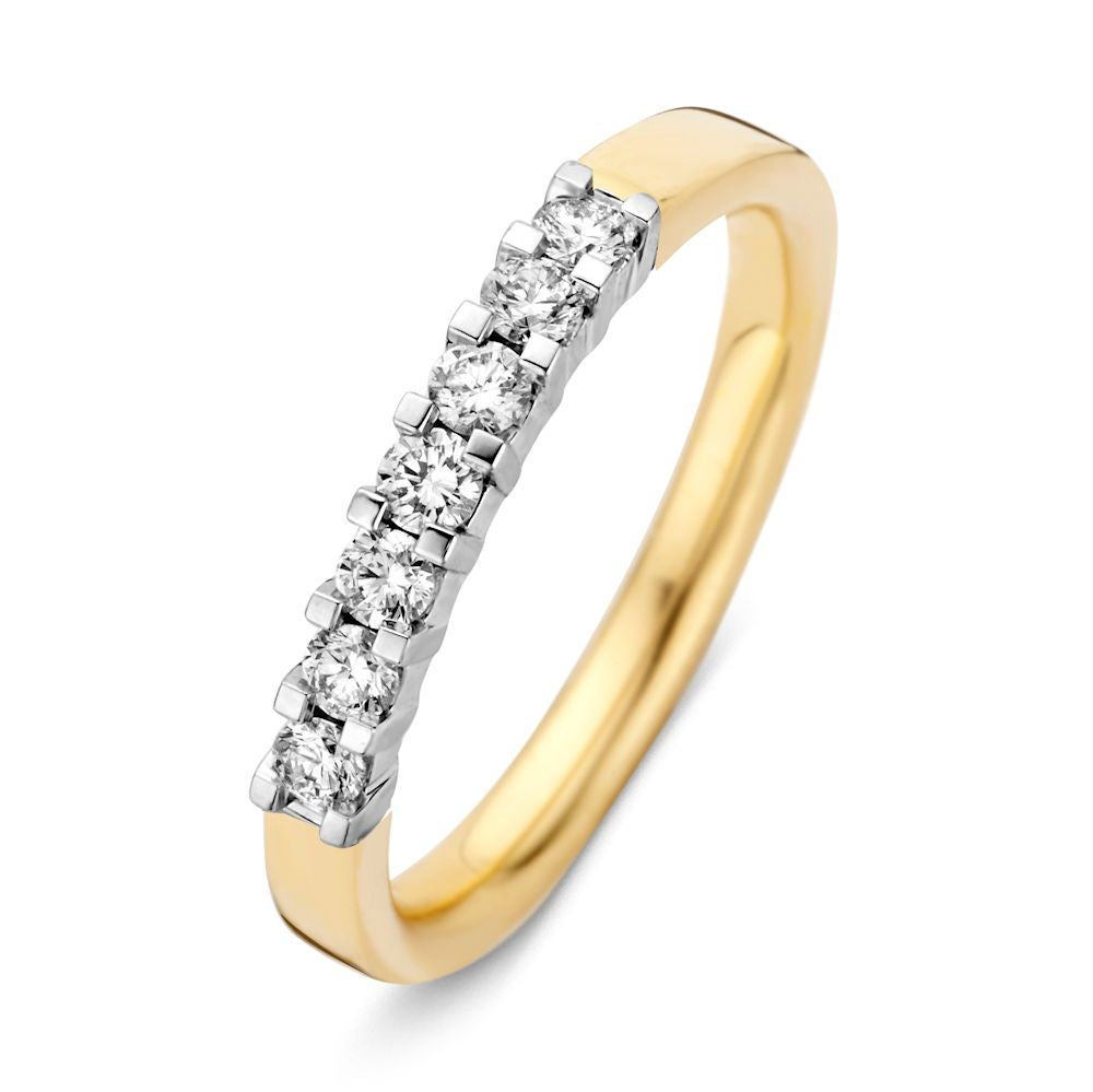 Anillo bicolor elegante de oro con diamantes brillantes de 0.35 crt.
