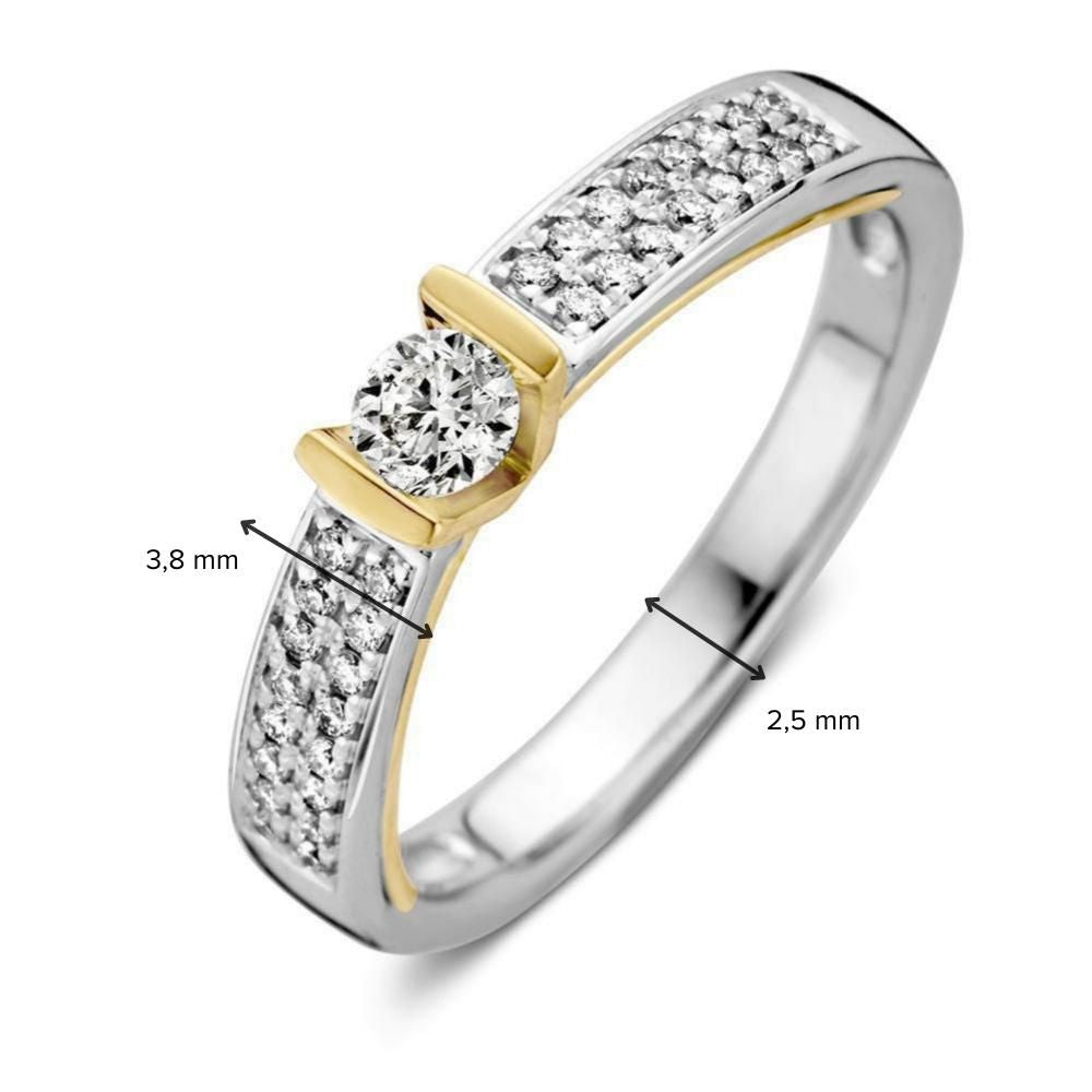 Pendientes de oro bicolor con diamante – 0.38 ct, 14 quilates