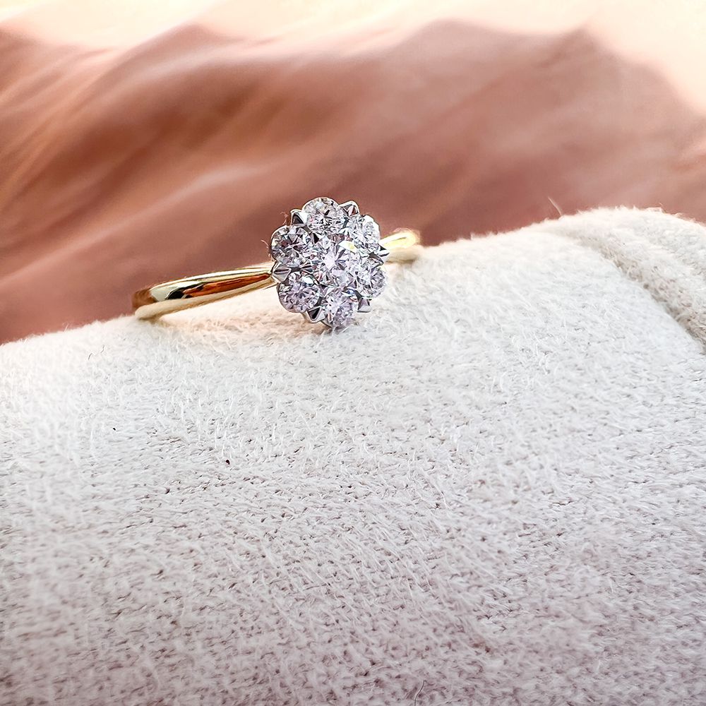 Anillo de oro bicolor con diamante (0.40 ct) – 14 quilates oro amarillo/blanco