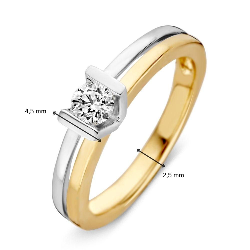 Pendientes de oro bicolor con diamante – 0.41 ct, 14 quilates