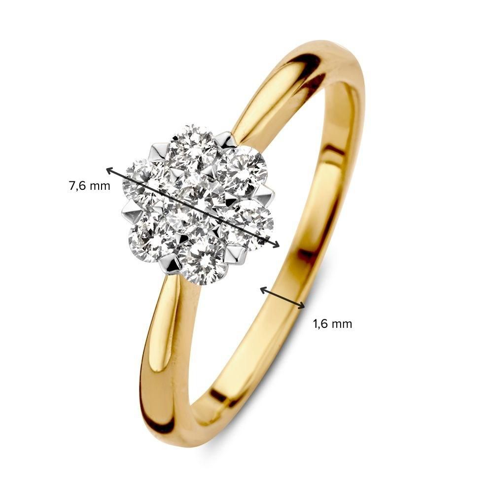 Anillo de oro bicolor con diamante (0.40 ct) – 14 quilates oro amarillo/blanco