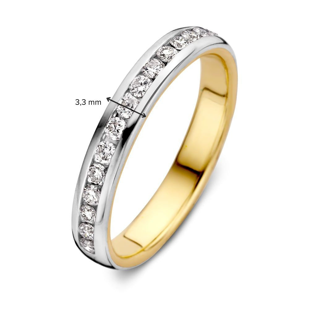 Anillo de mujer bicolor de oro blanco y oro amarillo con diamante (0.48 crt) – 14 quilates, forma de corte brillante