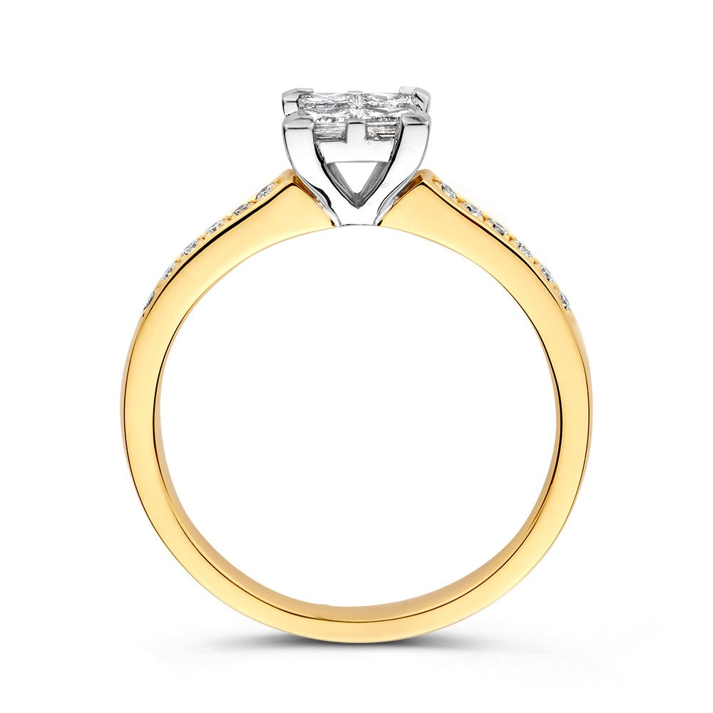 Anillo bicolor brillante 0.50 crt.