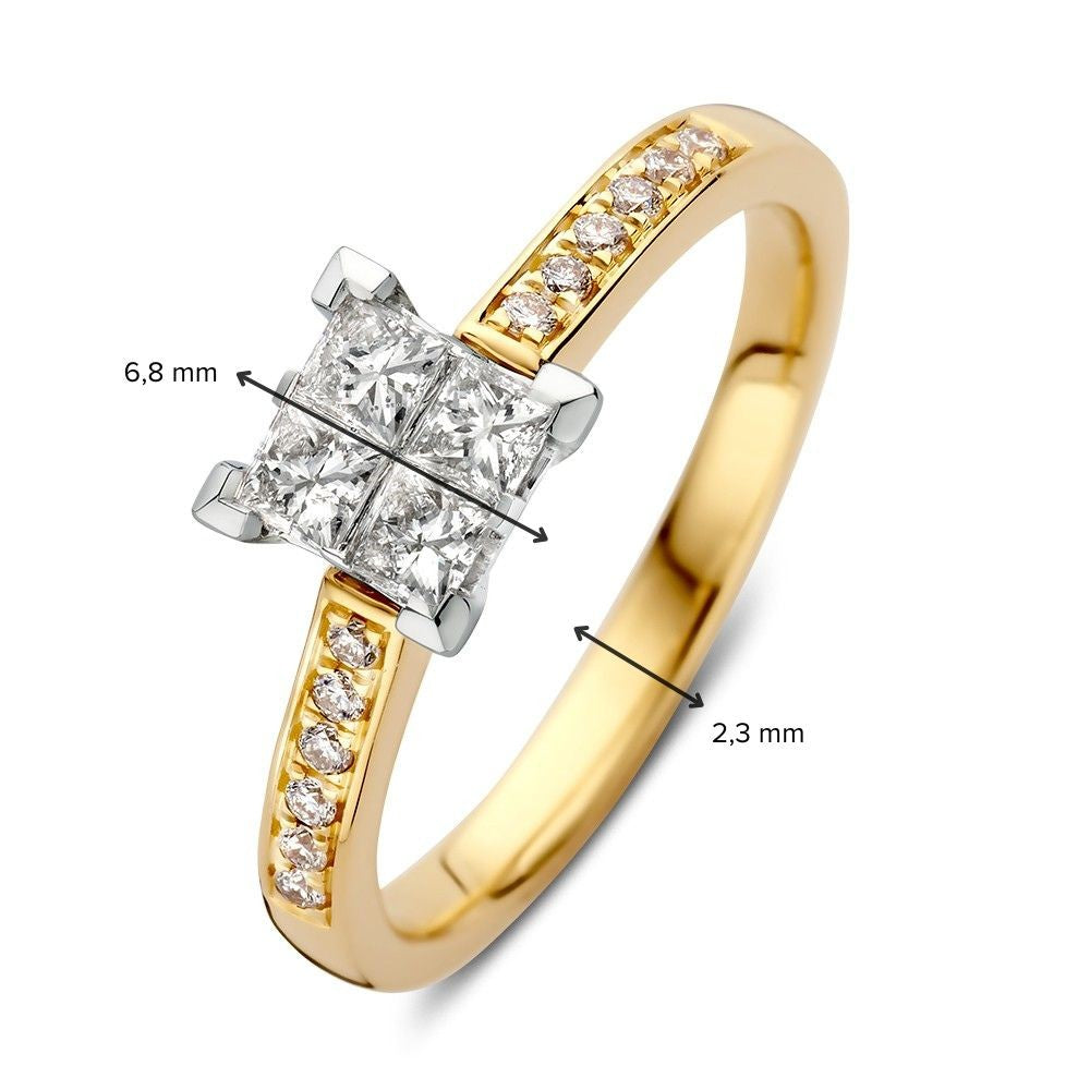Anillo bicolor brillante 0.50 crt.