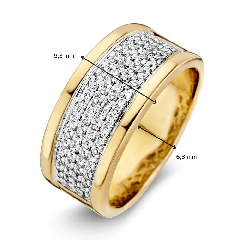 Anillo de mujer bicolor de oro amarillo y oro blanco con diamante (0.51 crt) – 14 quilates