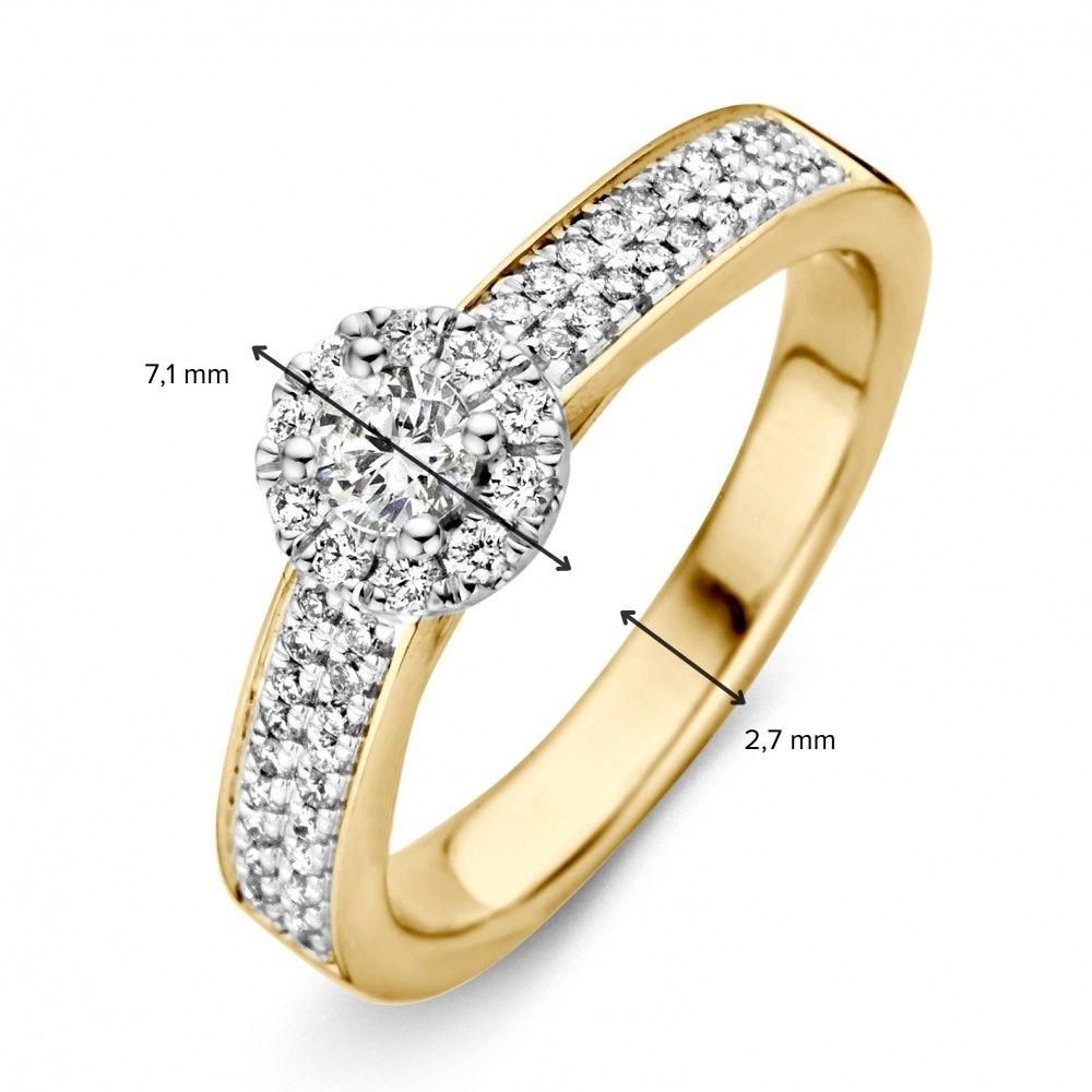 Anillo de mujer bicolor en oro amarillo y oro blanco con diamante (0.51 crt) – 14 quilates