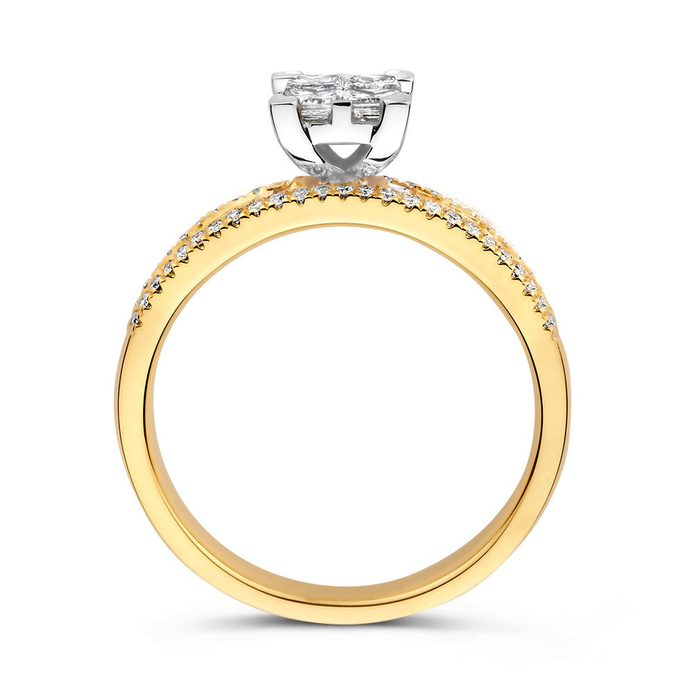 Anillo bicolor brillante 0.94 crt.