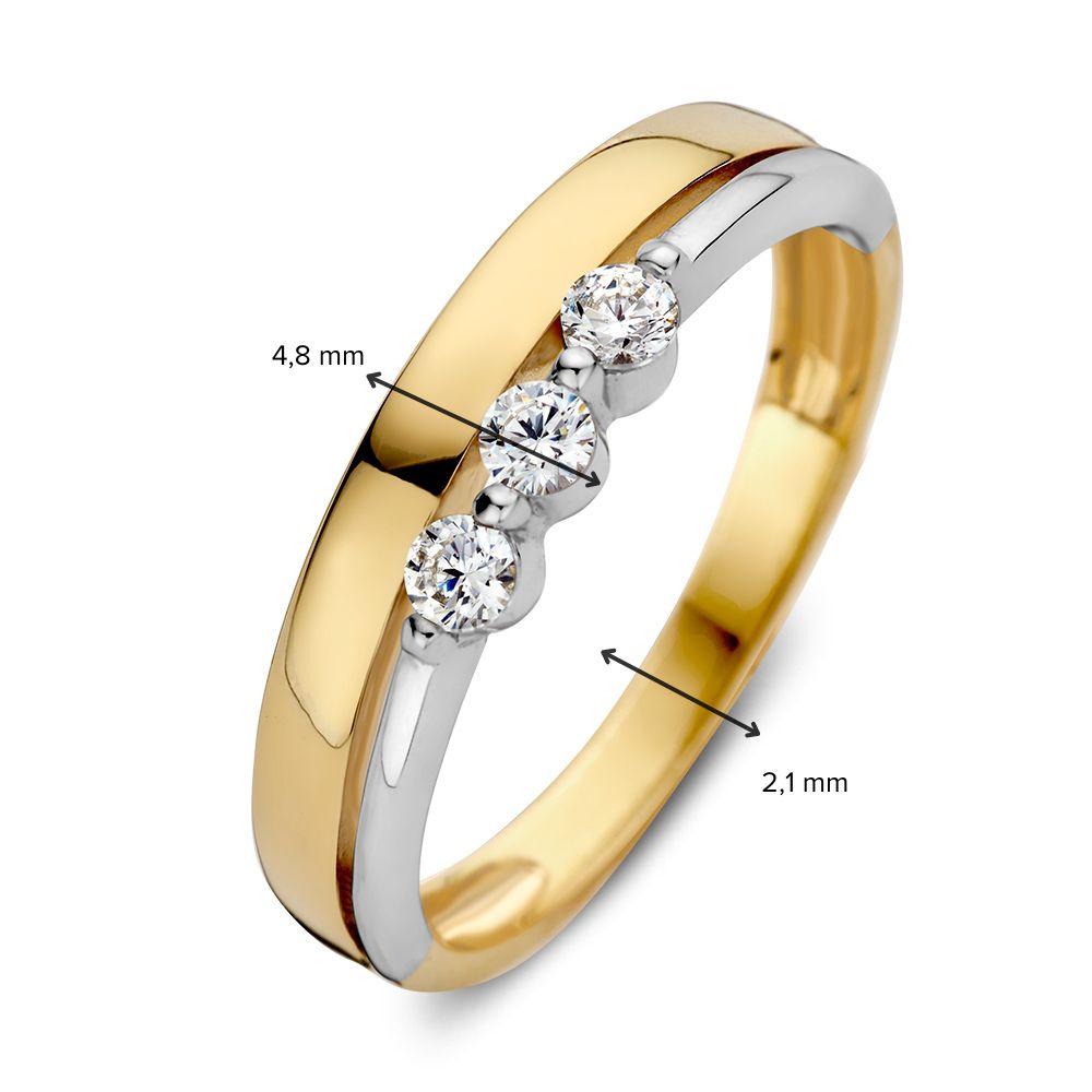 Anillo bicolor de circonita