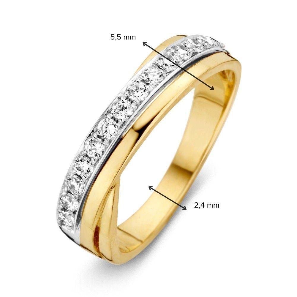 Anillo de mujer bicolor de oro de 14 quilates con circonitas blancas 5.5mm