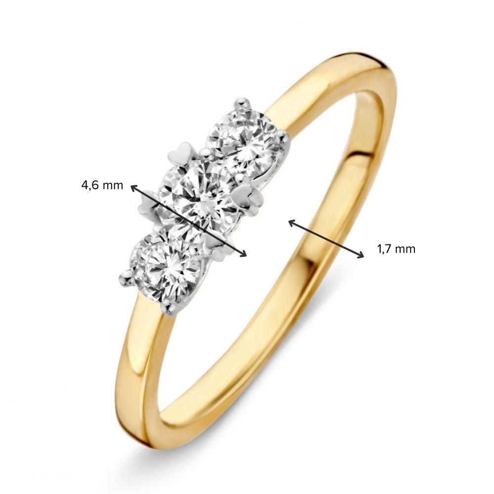 Anillo de mujer bicolor de oro de 14 quilates con circonitas blancas 4.6mm