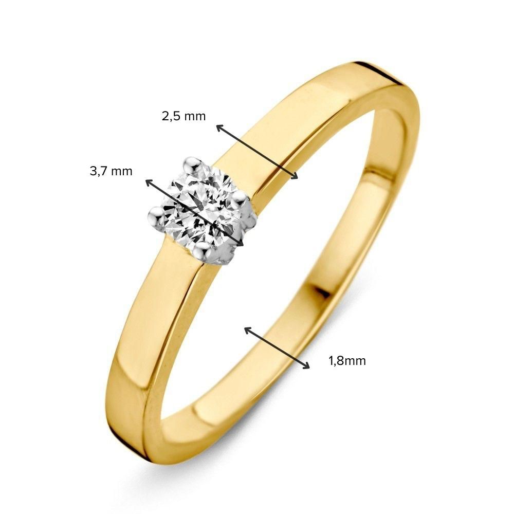 Anillo solitario bicolor de 14 quilates con circonita blanca 3.8mm