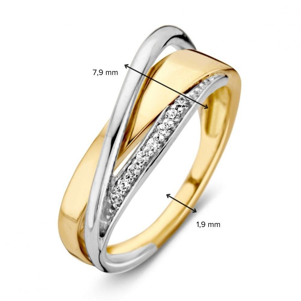 Anillo de mujer bicolor de oro de 14 quilates con circonitas blancas 7.9mm