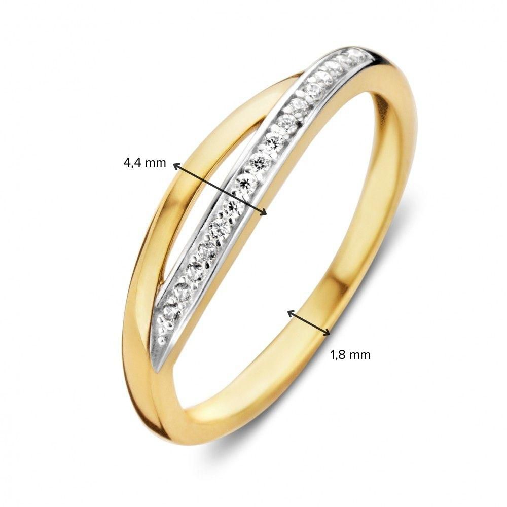 Anillo bicolor de oro con circonitas blancas 14 quilates 4.4mm