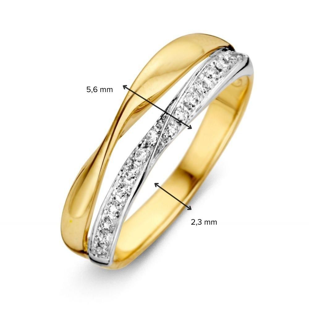Anillo de oro amarillo con circonitas - Elegancia sutil en oro de 14 quilates