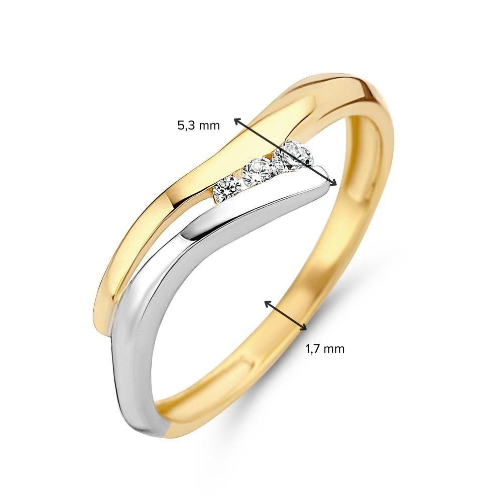 Anillo bicolor de oro con circonitas blancas 14 quilates 5.3mm