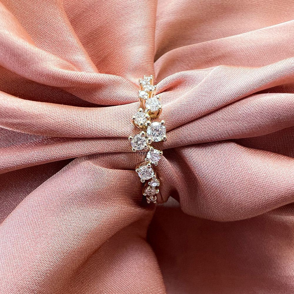 Anillo de mujer juguetón de oro amarillo con diamantes de 0,37 ct – 14 quilates, calidad H/SI-1, anillo de mujer refinado