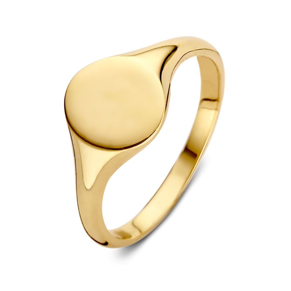 Anillo de dama en oro amarillo de 14 quilates con diseño atemporal y superficie lisa.