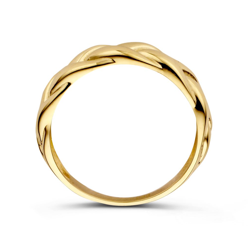 Anillo de sello de oro amarillo trenzado – 14 quilates – diseño atemporal – Van der Kooij