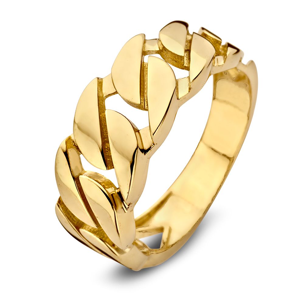 Anillo de oro amarillo con eslabones gourmet de 14 quilates.
