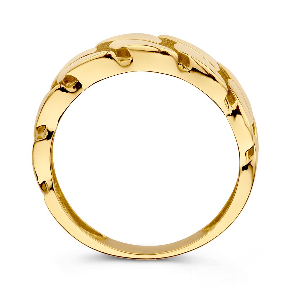 Anillo de oro amarillo con eslabones gourmet | 14 quilates de oro | Van der Kooij