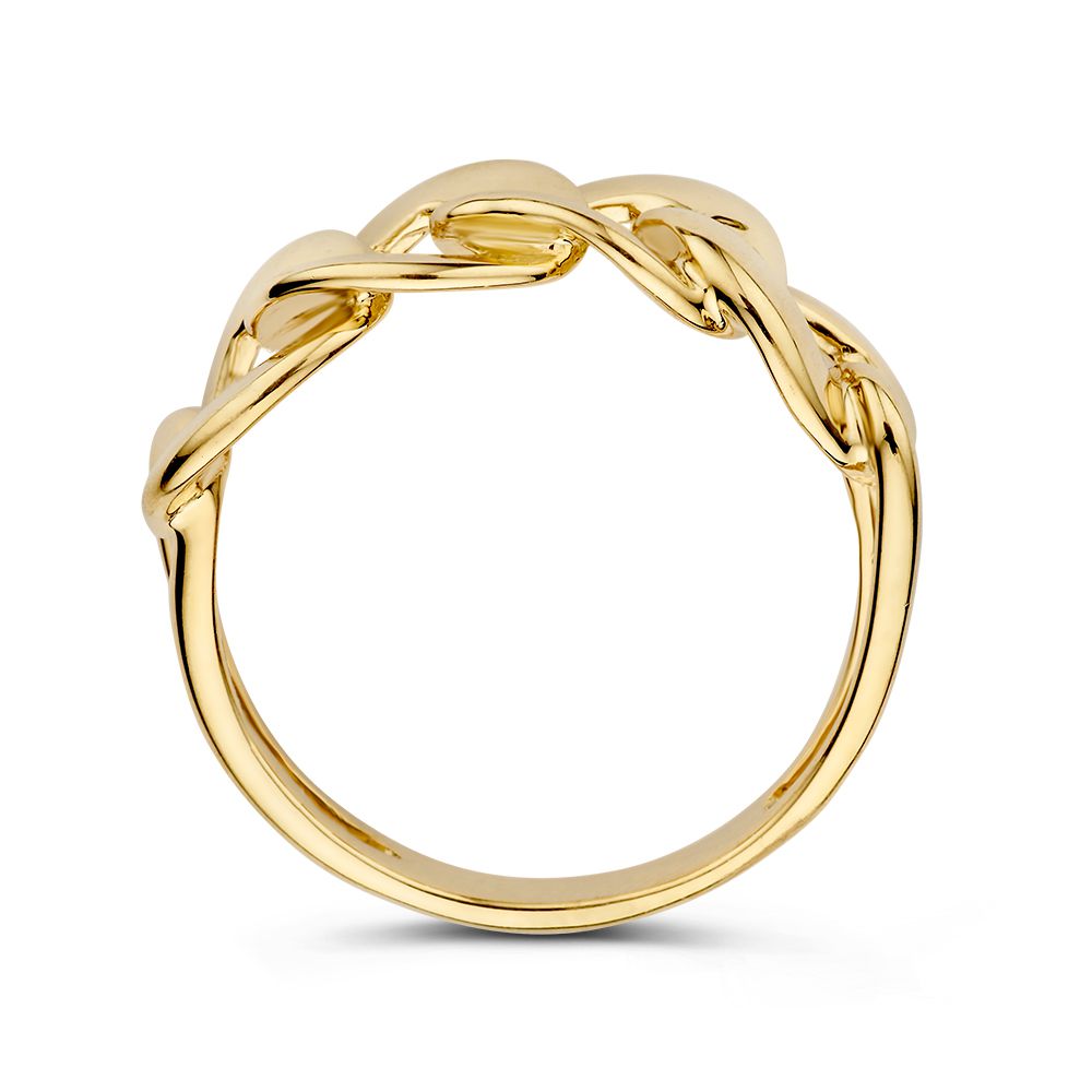 Anillo de oro amarillo con llamativas eslabones gourmet - Lujo atemporal