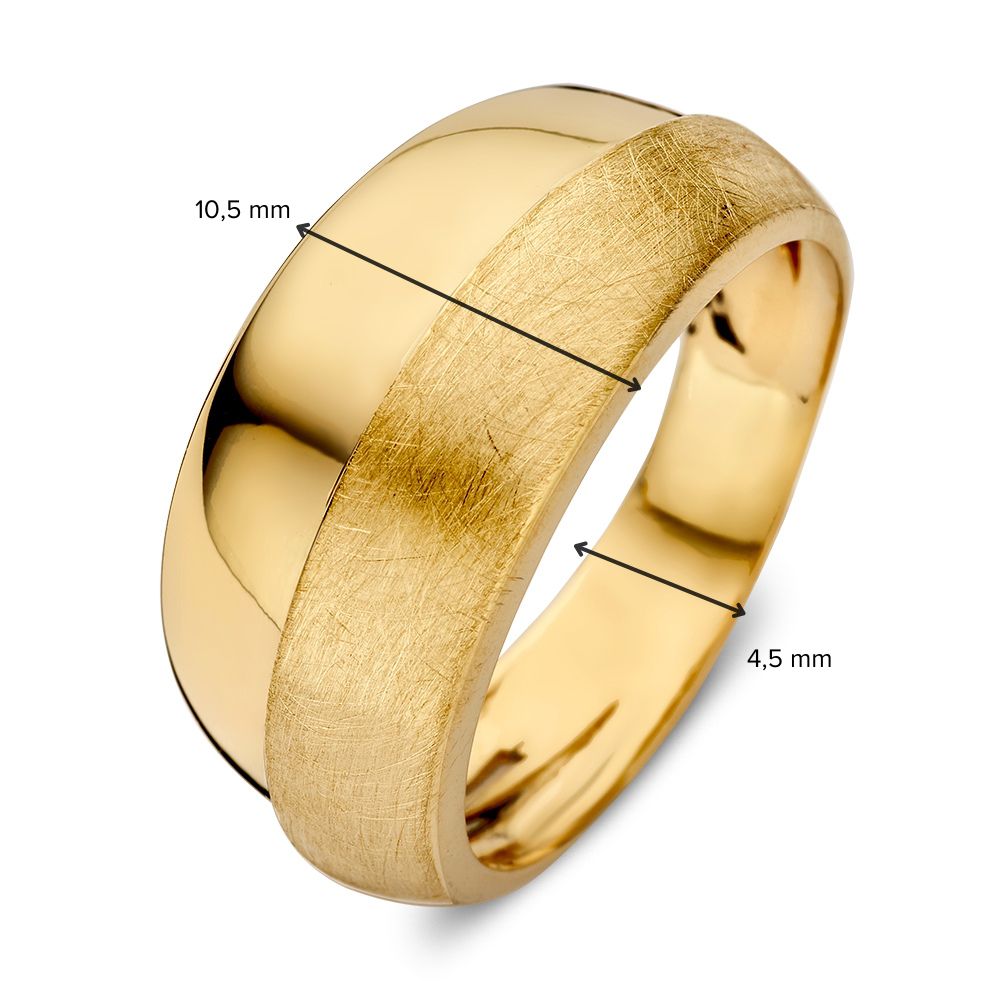 Anillo de declaración de 14 quilates – Oro amarillo con diseño mate y pulido, 10 mm de ancho, sin piedras preciosas