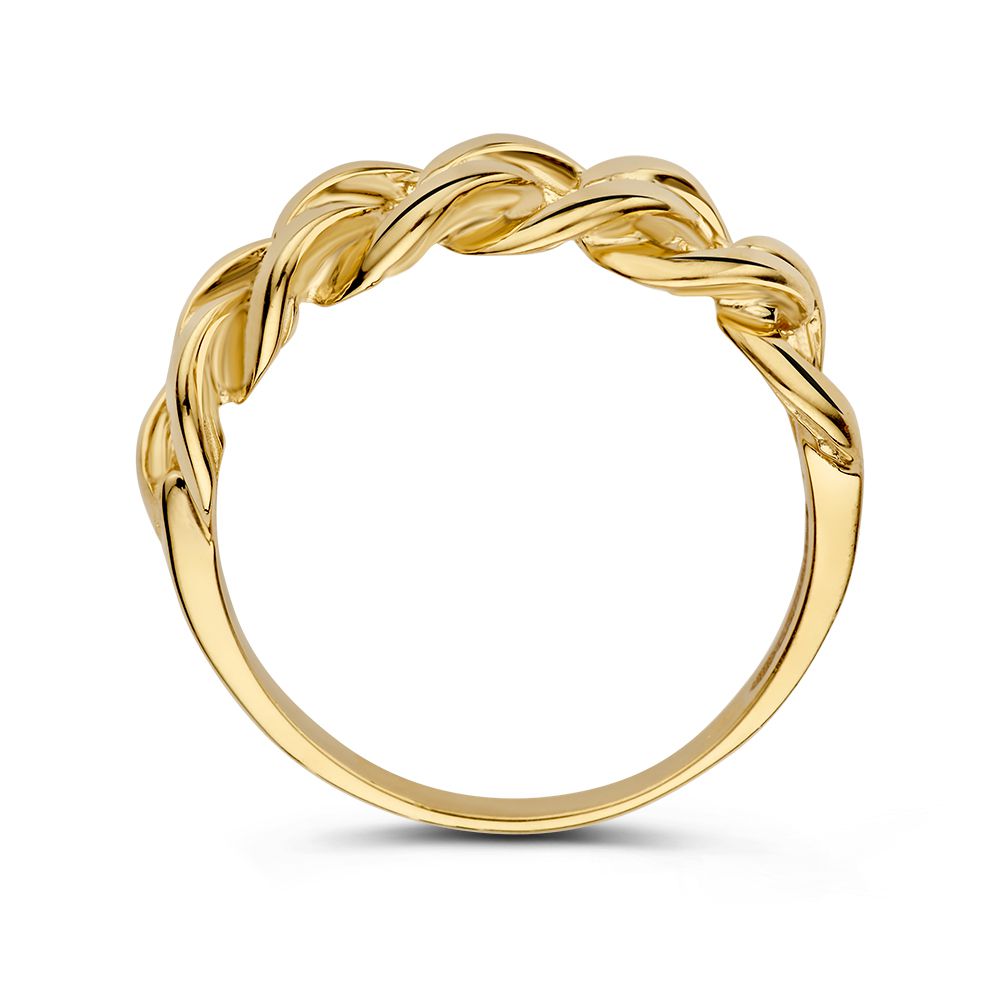 Anillo de oro amarillo con eslabones gourmet abultados - 14 quilates, estilo de eslabón elegante