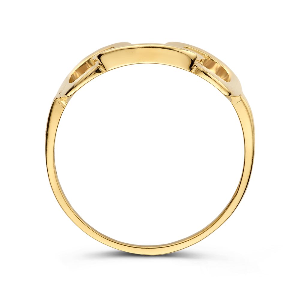 Anillo de oro amarillo con eslabones cuadrados en el centro – 14 quilates, diseño moderno