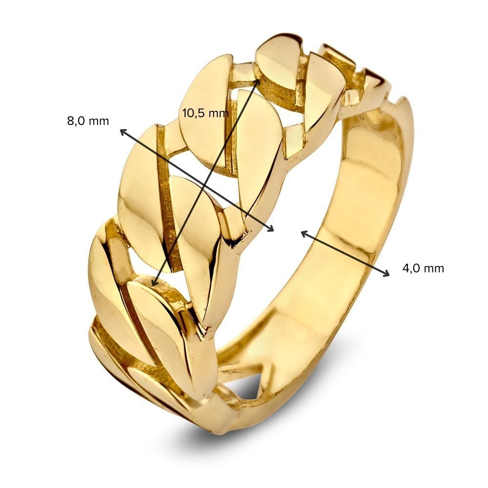 Anillo de oro amarillo con eslabones gourmet | 14 quilates de oro | Van der Kooij