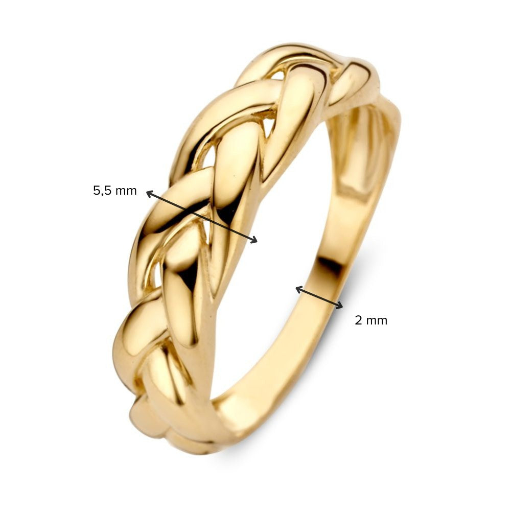 Anillo de sello de oro amarillo trenzado – 14 quilates – diseño atemporal – Van der Kooij