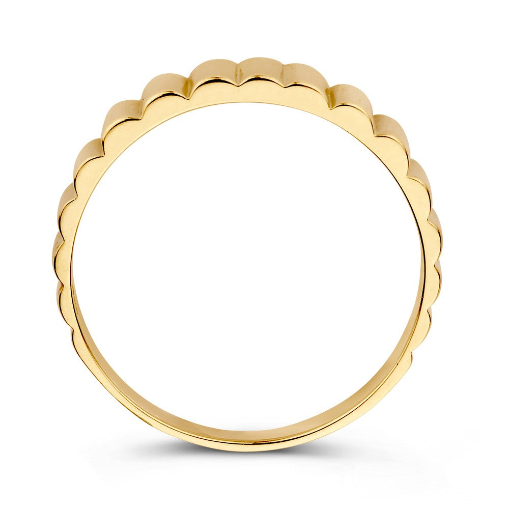 Anillo de oro amarillo con patrón de estrías ajustado – 14kt oro, 5.2 mm de ancho, 1.9 gramos