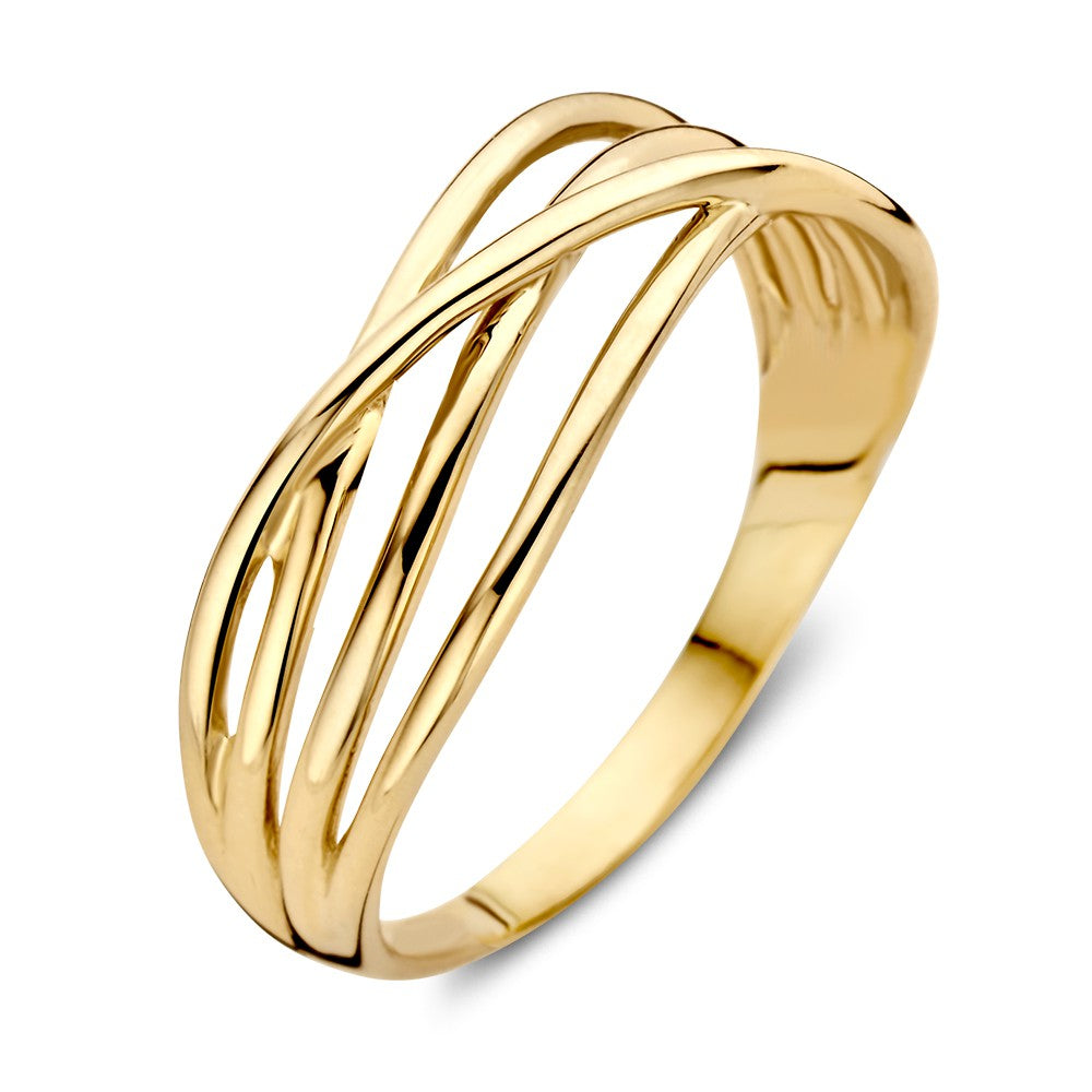 Anillo de dama de oro amarillo de 14 quilates, diseño atemporal, ancho de 7.7 mm.
