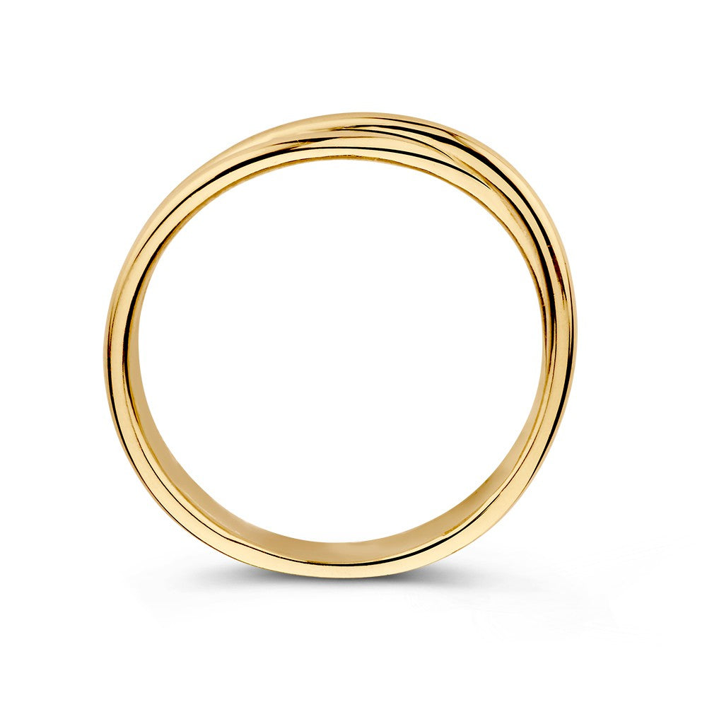 Anillo de mujer de oro amarillo con tres bandas superpuestas – 14 quilates, 5.6 mm de ancho, 3.5 gramos
