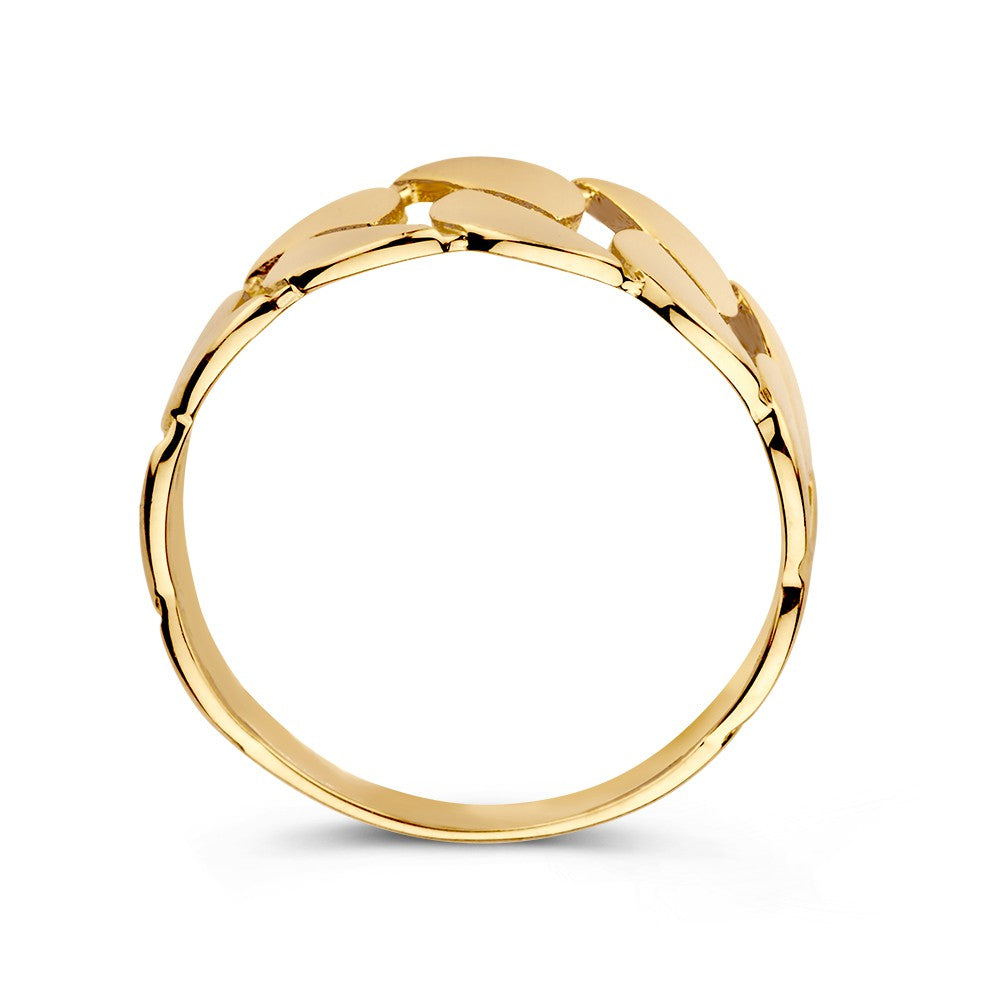Anillo de eslabones planos ancho en oro amarillo de 14kt – 9.4 mm de ancho, 2.2 gramos