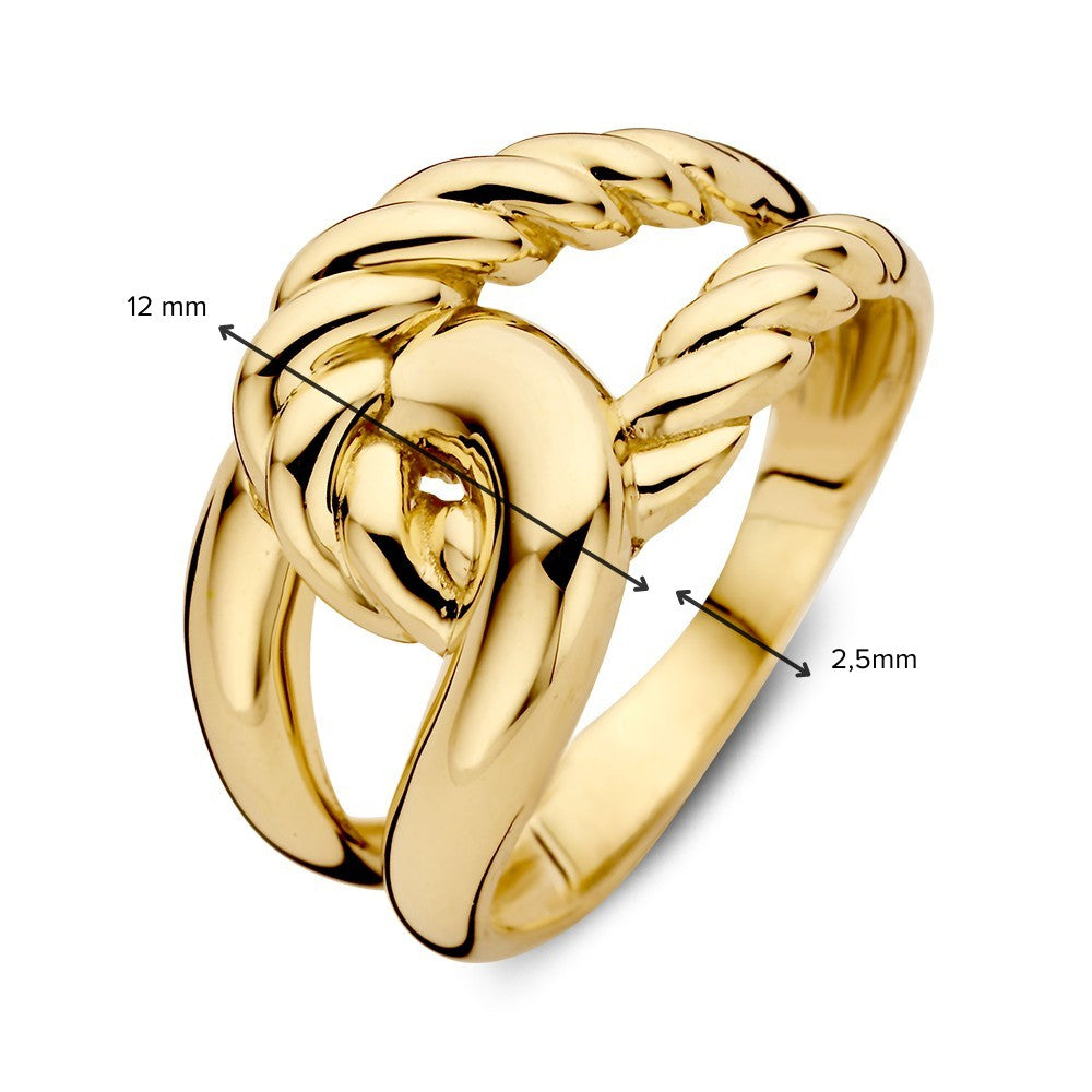 Anillo de oro amarillo con nudo trenzado – 14kt oro, 12 mm de ancho, 3.4 gramos