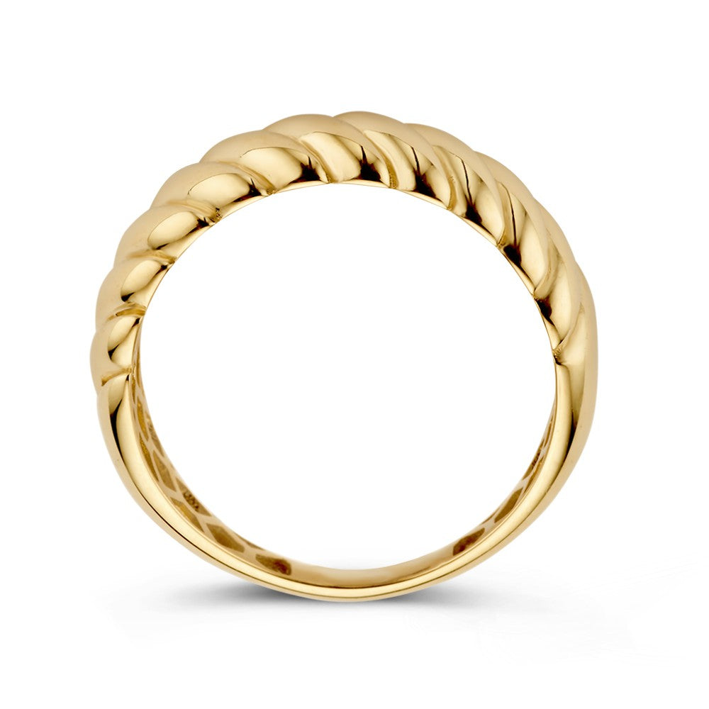 Anillo ancho de oro amarillo con banda trenzada – 14kt oro, 6 mm de ancho, 2.1 gramos