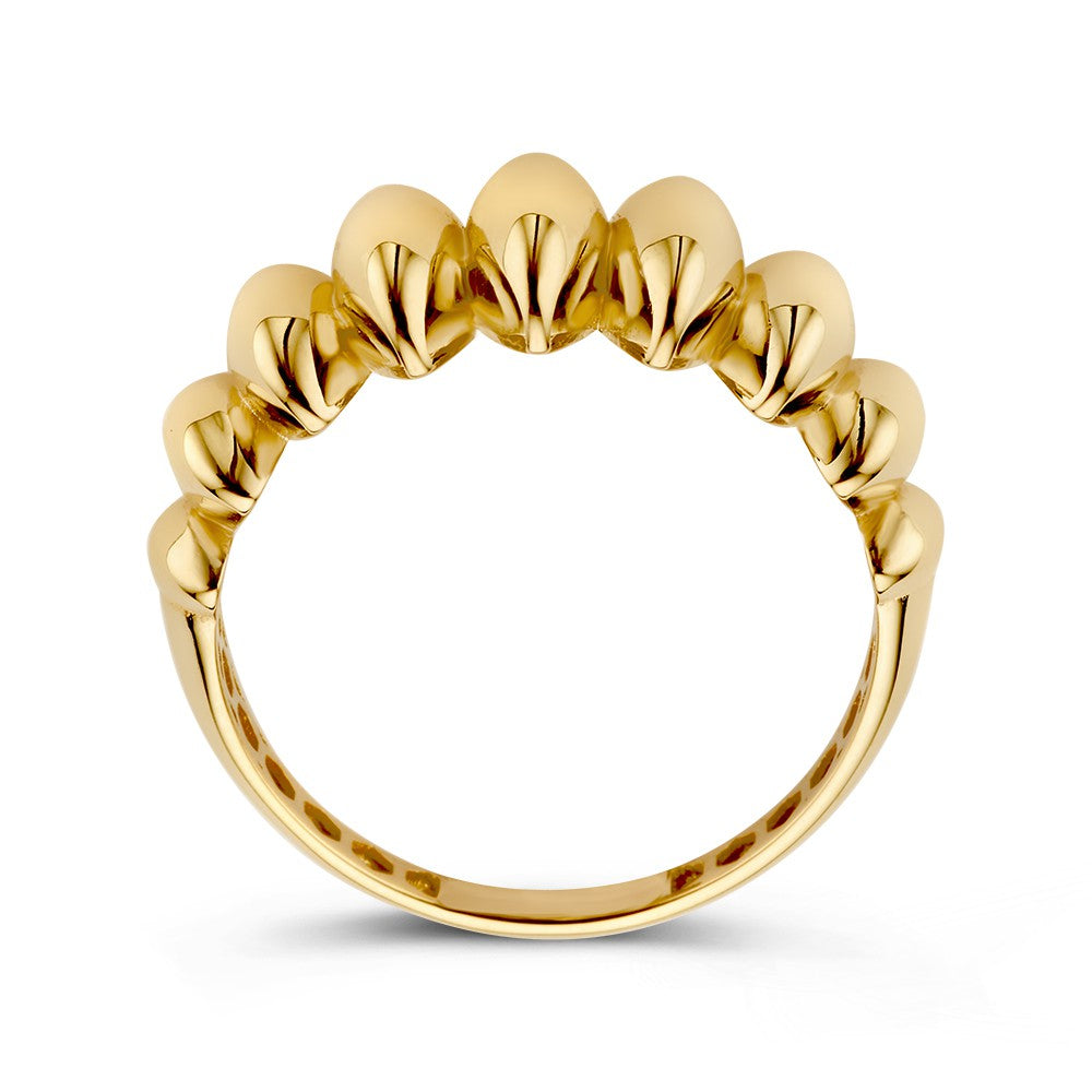 Anillo Ancho de Oro Amarillo con Diseño Juguetón – 14kt Oro, 8 mm de Ancho, 2.1 Gramos