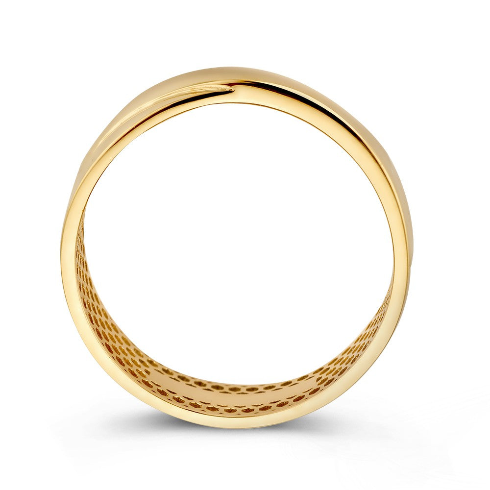 Anillo de oro amarillo con banda cruzada – 14kt oro, 5 mm de ancho, 1.7 gramos