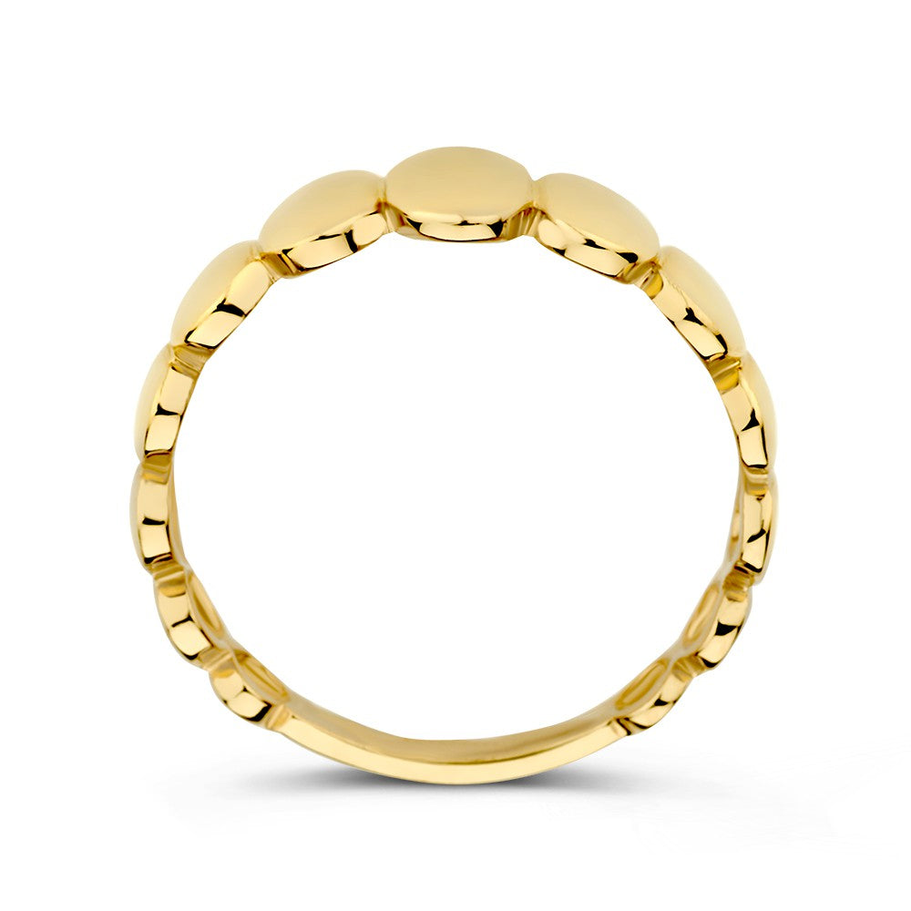 Anillo de oro amarillo con diseño especial de bolitas ovaladas - lujo de 14 quilates para de mujer