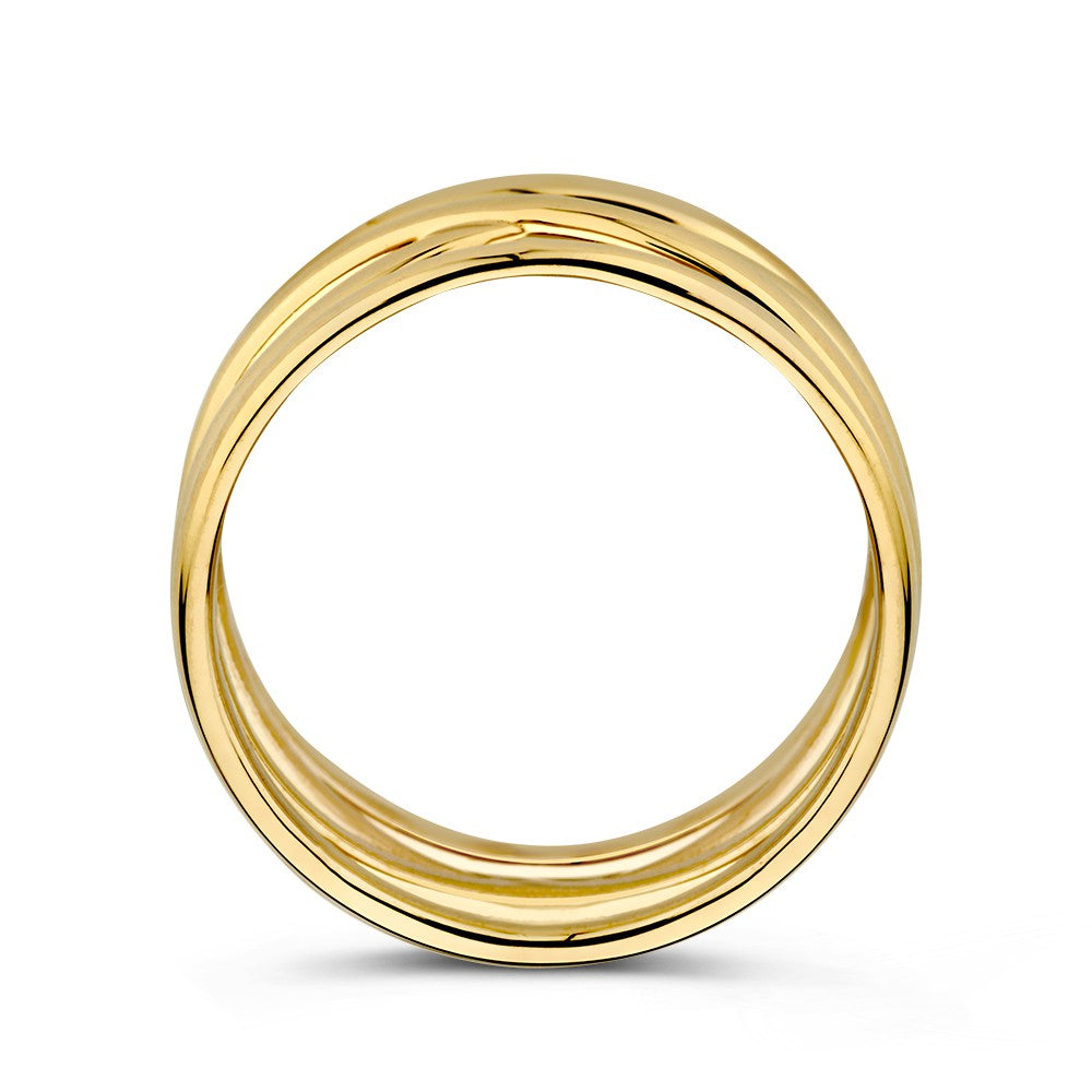 Anillo de oro amarillo con diferentes bandas de oro – lujo de 14 quilates para de mujer