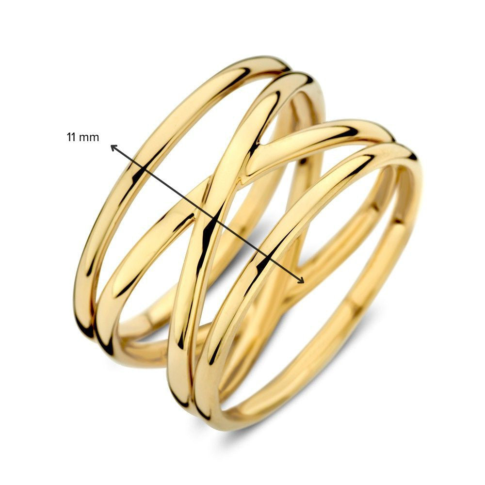 Anillo de oro amarillo con diferentes bandas de oro – lujo de 14 quilates para de mujer