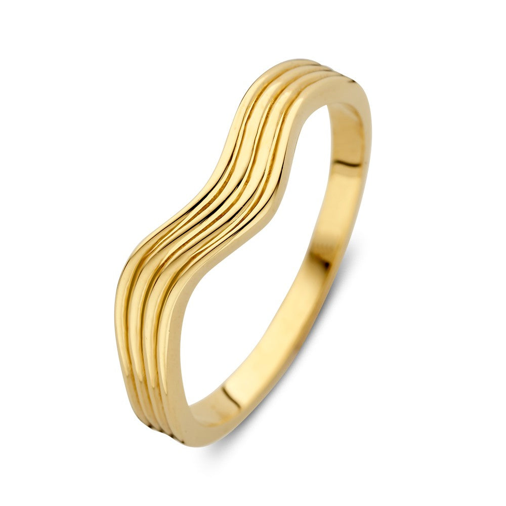 Anillo de oro amarillo de 14 quilates con banda ondulada, 5.5 mm de ancho.
