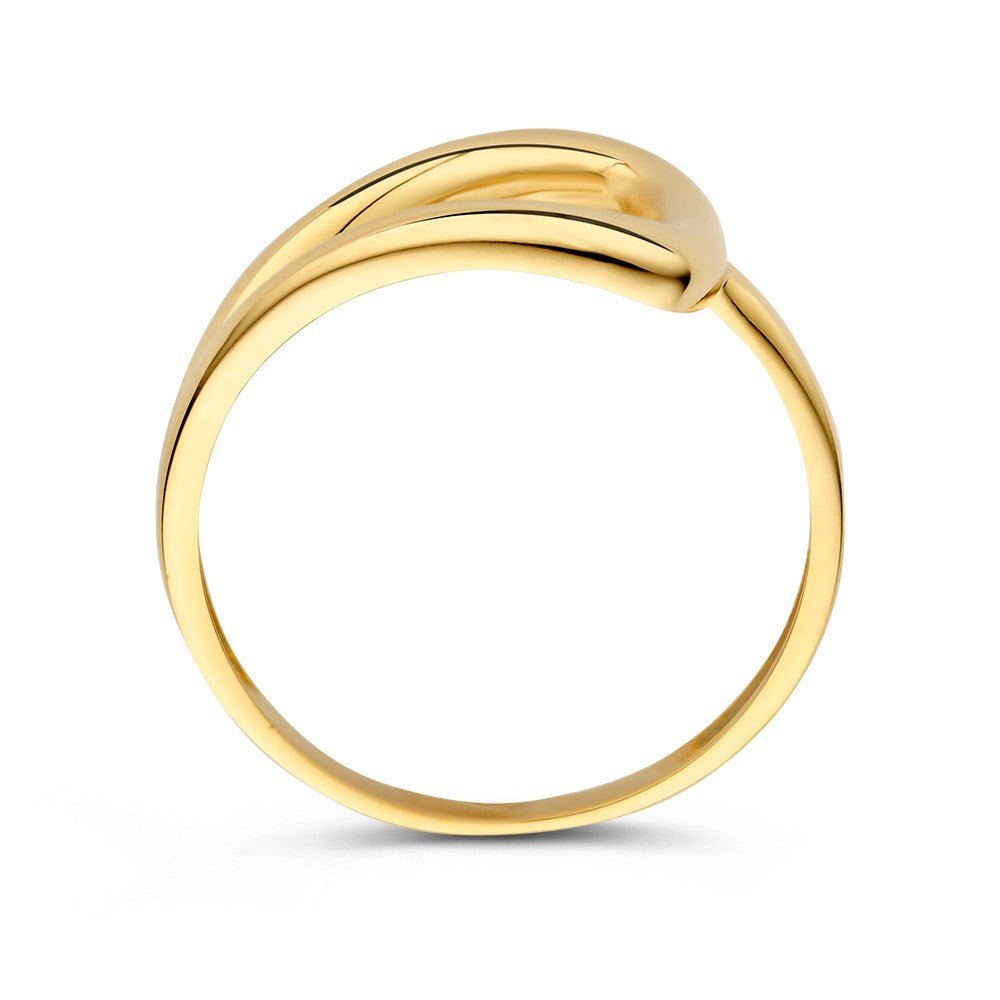 Anillo de oro amarillo con diseño asimétrico – 14kt oro, 12 mm de ancho, 1.7 gramos
