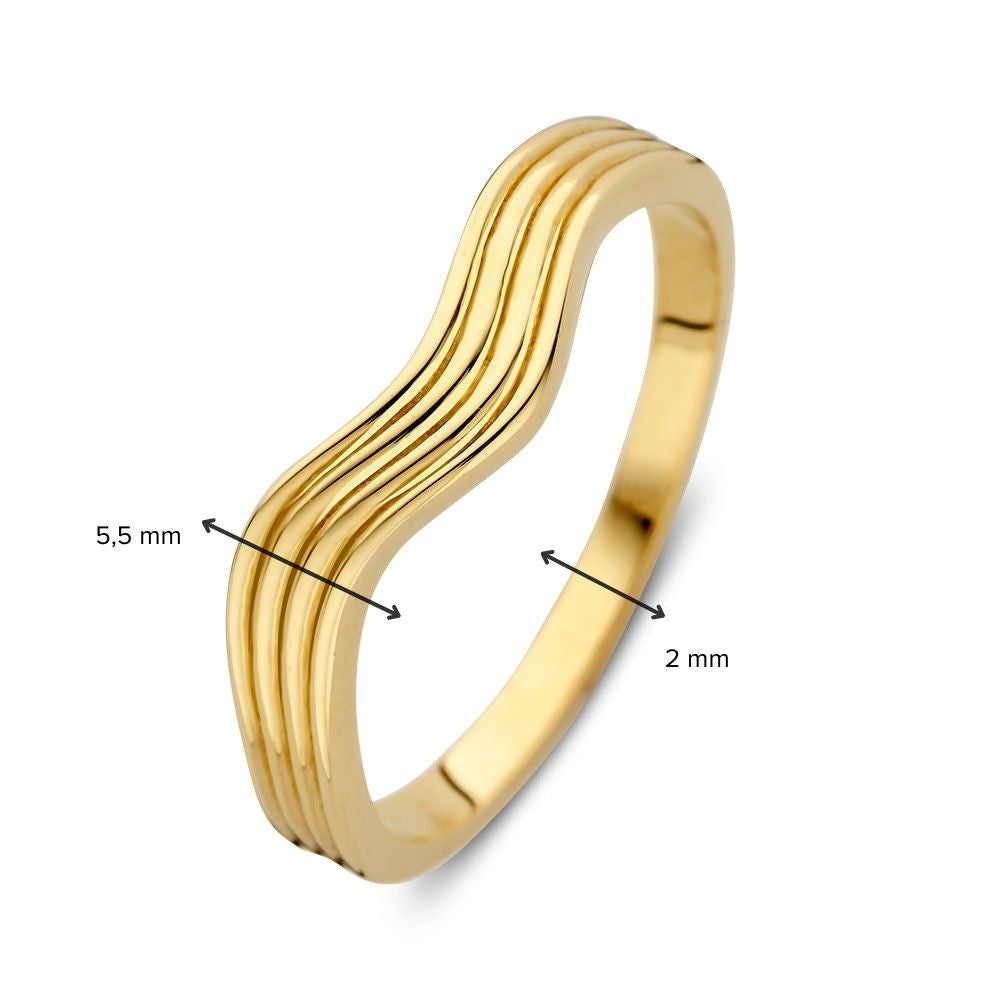 Anillo de oro con banda ondulada – 14kt oro amarillo, 5.5 mm de ancho, 2.4 gramos