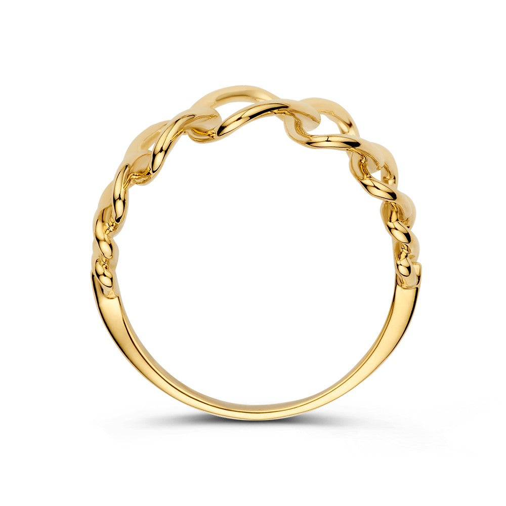 Anillo de oro amarillo juguetón con diseño abierto – 14kt oro amarillo, 12 mm de ancho, 2.7 gramos