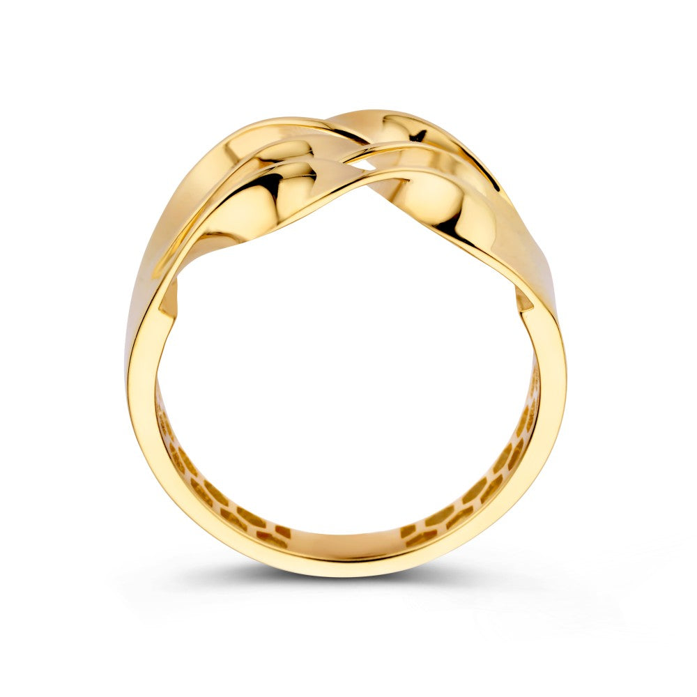 Anillo Ancho de Oro Amarillo con Tres Bandas de Oro – Una Declaración de Elegancia