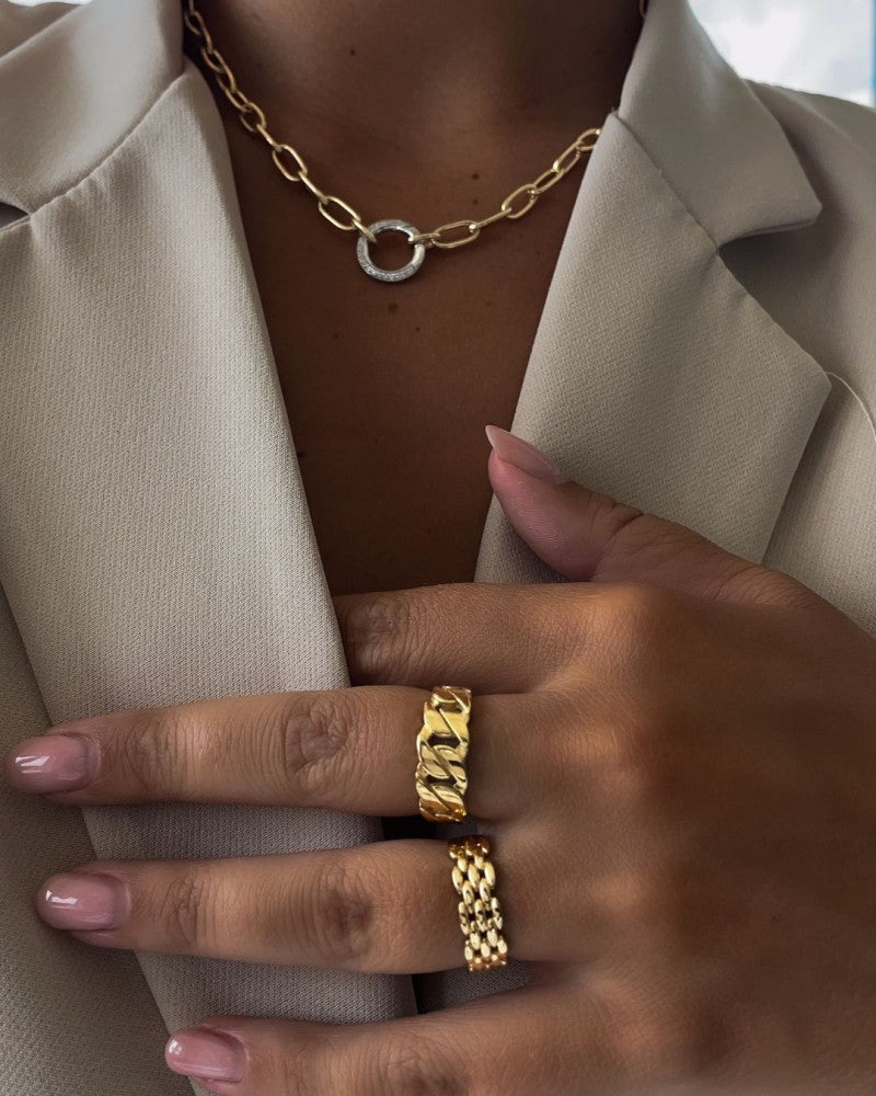 Anillo de eslabones – 14 quilates oro amarillo – Elegante y atemporal – Van der Kooij